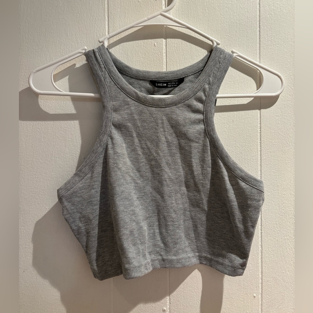 Shein Solid Ribbed Crop Tank Top - Picture 3 of 5